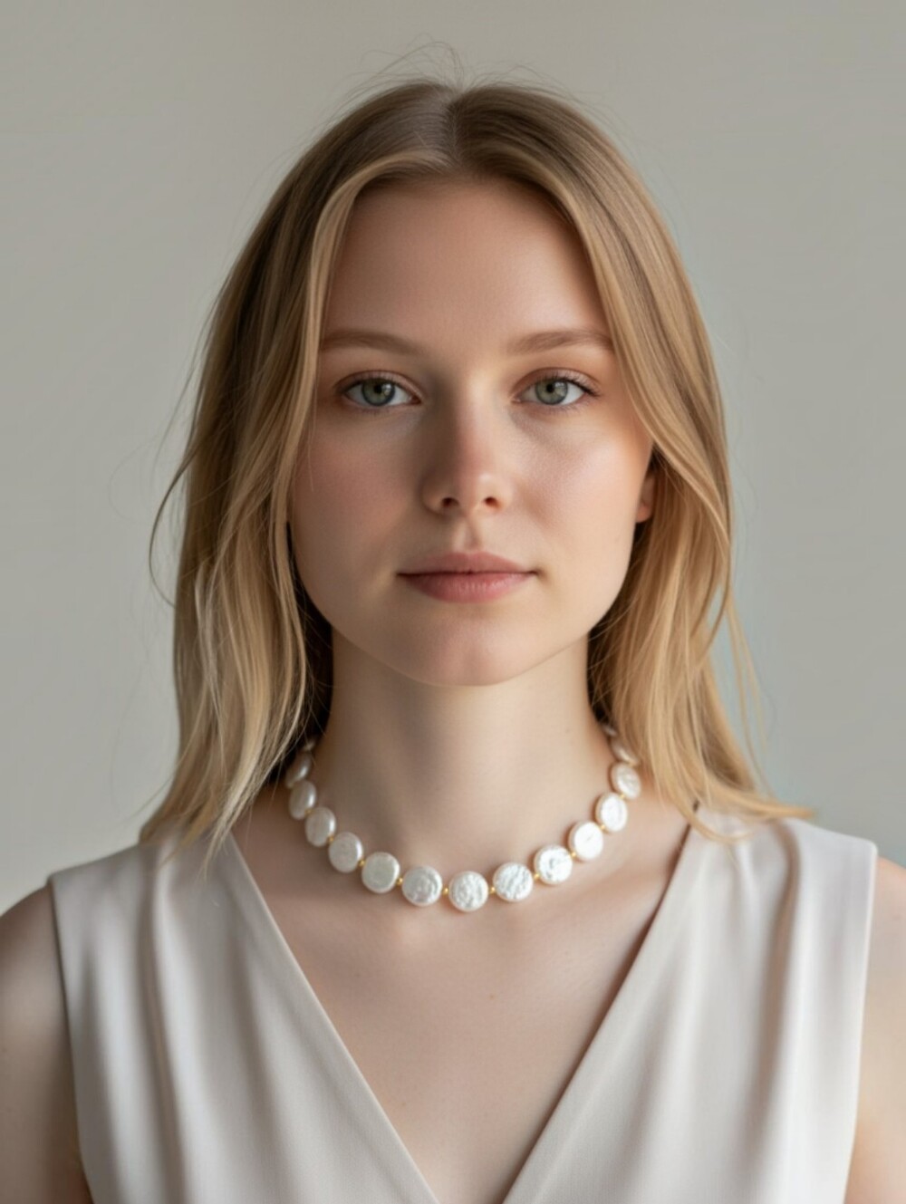 Coin Pearl With 14kt Gold Plated Spacer Beads 17.5"L With 2" Extender Pretty New
